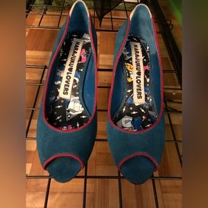 Gwen Stefani vintage Harajuku Lovers suede peep toe pumps size 6